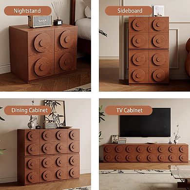 34.5" Retro Walnut TV Stand - Entertainment Center (One Piece)