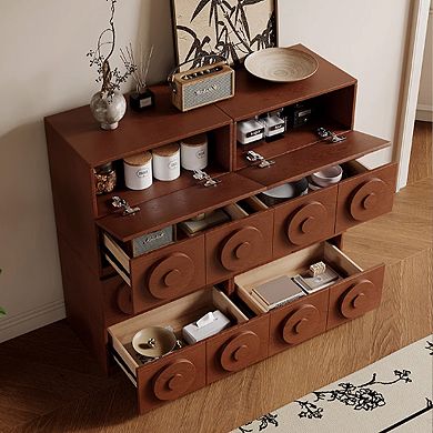 34.5" Retro Walnut TV Stand - Entertainment Center (One Piece)