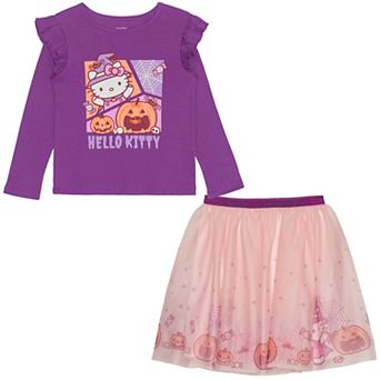 Girls 4-12 Hello Kitty Halloween 2 pc Long Sleeve Top & Skirt Set