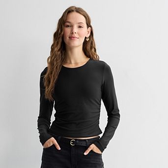 Juniors' Pink Republic Long Sleeve Contour Cinch Top