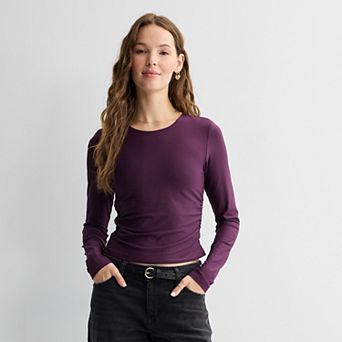 Juniors' Pink Republic Long Sleeve Contour Cinch Top
