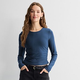 Juniors' Pink Republic Long Sleeve Contour Cinch Top