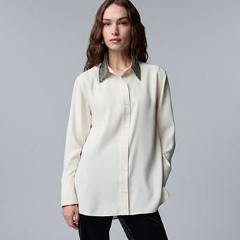 Women's Simply Vera Vera Wang Embellished Collar Tunic Shirt
