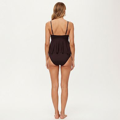 Women's Maternity Tankini Swimsuit with Seashell Accent and Adjustable Straps