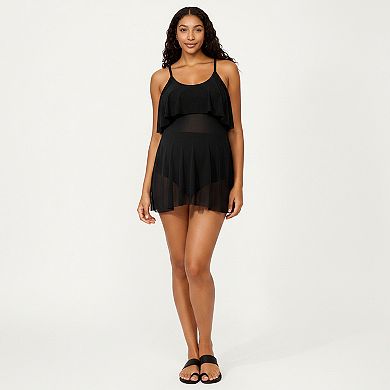 Women's Two-Piece Maternity Swimwear Set with Ruffled Halter Top and High-Waisted Bikini Bottom