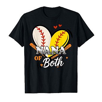 Nana Baseball Softball T-Shirt Game Day Leopard Mom Shirt for Women