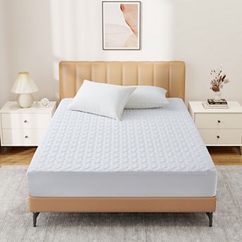 Peace Nest Waterproof Mattress Protector Geometric, Deep Pocket, Breathable, White