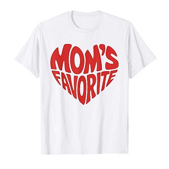 Moms Favorite Heart Graphic T Shirt Soft Cotton Womens Tee Mothers Day