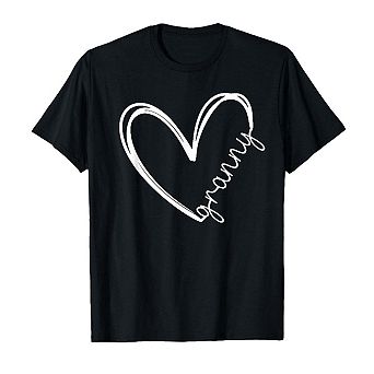 Funny Granny Heart Graphic T Shirt for Grandma Mothers Day Soft Cotton Womens Tee