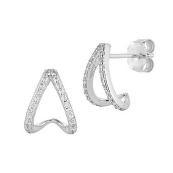 Sunkissed Sterling Sterling Silver Cubic Zirconia Triangle J Stud Earrings