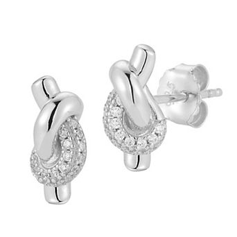Sunkissed Sterling Sterling Silver Cubic Zirconia Love Knot Stud Earrings