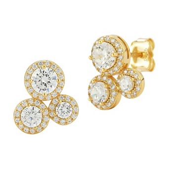 Sunkissed Sterling Sterling Silver Cubic Zirconia Trio Cluster Stud Earrings