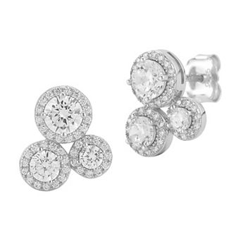 Sunkissed Sterling Sterling Silver Cubic Zirconia Trio Cluster Stud Earrings