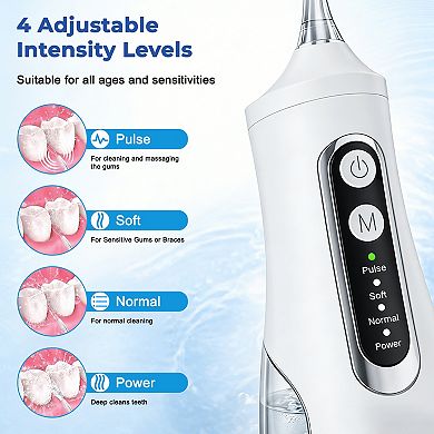 YEVYO Cordless Water Flosser Rechargeable with 4 Cleaning Modes, 4 Jet Tips, 310ml Water Tank, IPX7