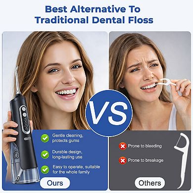 YEVYO Cordless Water Flosser Rechargeable with 4 Cleaning Modes, 4 Jet Tips, 310ml Water Tank, IPX7