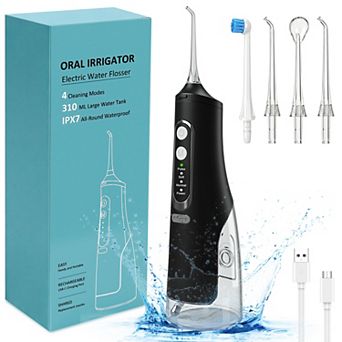 YEVYO Cordless Water Flosser Rechargeable with 4 Cleaning Modes, 4 Jet Tips, 310ml Water Tank, IPX7