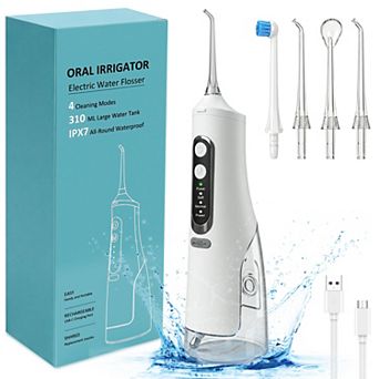 YEVYO Cordless Water Flosser Rechargeable with 4 Cleaning Modes, 4 Jet Tips, 310ml Water Tank, IPX7