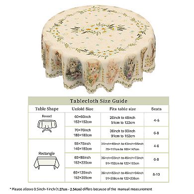 Animals Table Covers, Round Tablecloth, Rectangle Table Cloths for Indoor and Outdoor
