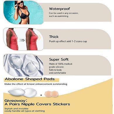 Niidor 1 Pair Silicone Bra Inserts Push-Up Breast Pads Reusable Bra Padding Bust Enhancer