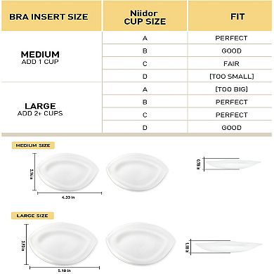 Niidor 1 Pair Silicone Bra Inserts Push-Up Breast Pads Reusable Bra Padding Bust Enhancer