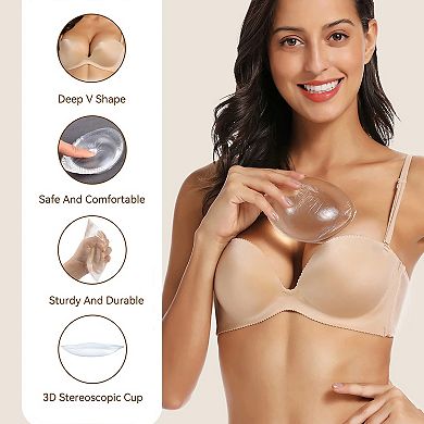 Niidor 1 Pair Silicone Bra Inserts Push-Up Breast Pads Reusable Bra Padding Bust Enhancer