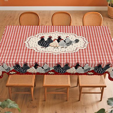 Farmhouse Tablecloth, Washable Reusable Tablecloth Cover, Decorative for Dining, Scalloped-Edge