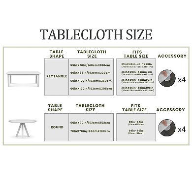 Farmhouse Tablecloth, Washable Reusable Tablecloth Cover, Decorative for Dining, Scalloped-Edge