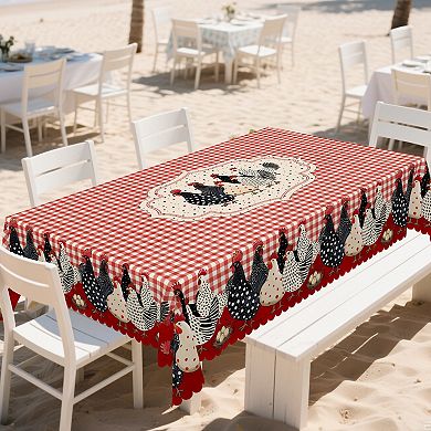 Farmhouse Tablecloth, Washable Reusable Tablecloth Cover, Decorative for Dining, Scalloped-Edge