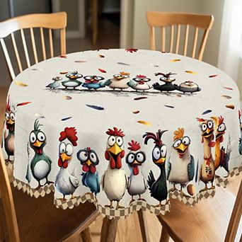 Farmhouse Tablecloth, Washable Reusable Tablecloth Cover, Decorative for Dining, Scalloped-Edge