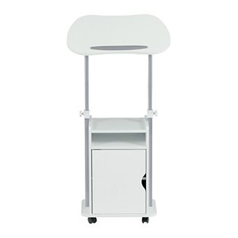 Sit-to-Stand Rolling Adjustable Laptop Cart With Storage, White