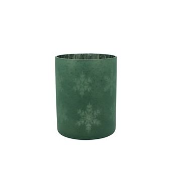 St. Nicholas Square® Short Etched Glass Snowflake Hurricane Table Decor