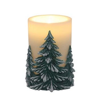 St. Nicholas Square® Short LED Woodland Trees Pillar Candle