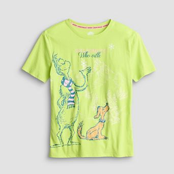 Girls 7-16 The Grinch Holiday Short Sleeve Oversized Graphic Tee
