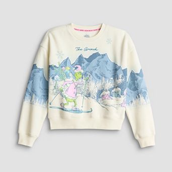 Girls 7-16 The Grinch Skiing Graphic Crewneck Sweatshirt