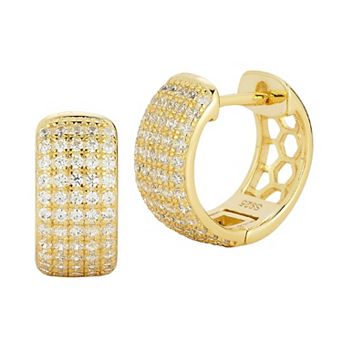 Sunkissed Sterling Sterling Silver Pave Cubic Zirconia Bold Huggie Hoop Earrings