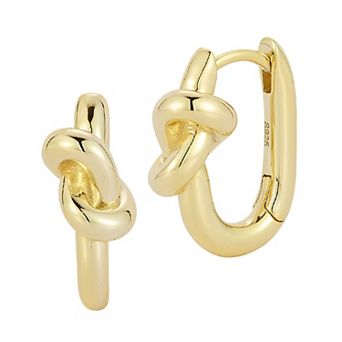 Sunkissed Sterling Sterling Silver Love Knot Oval Hoop Earrings
