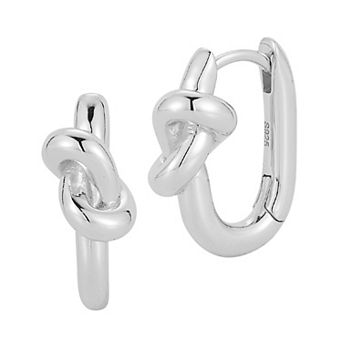 Sunkissed Sterling Sterling Silver Love Knot Oval Hoop Earrings