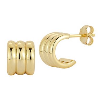 Sunkissed Sterling Mini Triple Row C Huggie Earrings