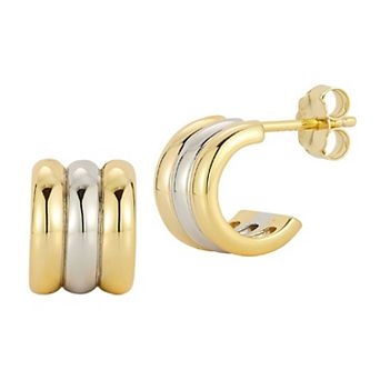 Sunkissed Sterling Mini Triple Row C Huggie Earrings