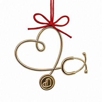 St. Nicholas Square® Metal Stethoscope Heart Christmas Ornament