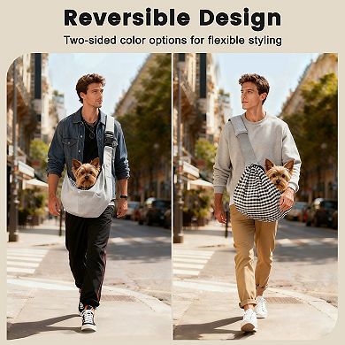 YEVYO Dog Sling Carrier for Small Pets, Reversible Pet Sling with Adjustable Strap for Cats, Puppies