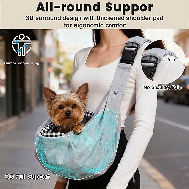YEVYO Dog Sling Carrier for Small Pets, Reversible Pet Sling with Adjustable Strap for Cats, Puppies