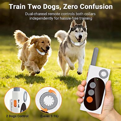 YEVYO Dog Shock Collar with Remote Control 3 Training Modes with Custom Voice, Dual Dog Support