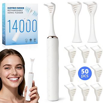 YEVYO Electric Flosser for Teeth - 140000 Ultra-High Frequency Dual-Line Flossing, Reusable Flossers