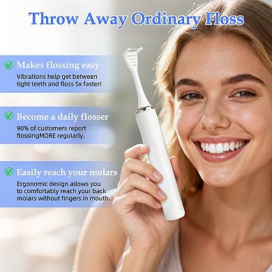YEVYO Electric Flosser for Teeth - 140000 Ultra-High Frequency Dual-Line Flossing, Reusable Flossers