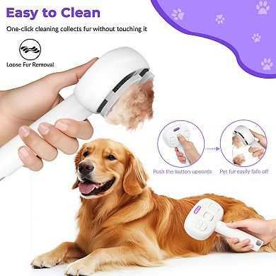 YEVYO 3-in-1 Cat & Dog Steam Brush - UV Sanitizing, Misting & Deshedding Tool for Long & Short Hair