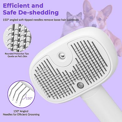 YEVYO 3-in-1 Cat & Dog Steam Brush - UV Sanitizing, Misting & Deshedding Tool for Long & Short Hair