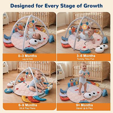 YEVYO Baby Play Mat & Musical Activity Gym - Kick Piano with 200 Songs & Sensory Toys for Crawling