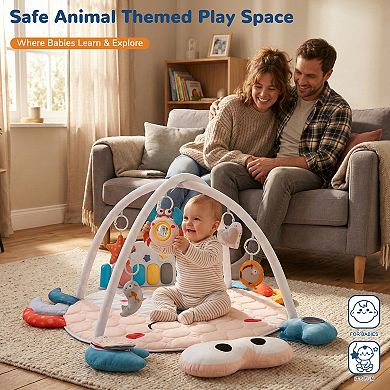 YEVYO Baby Play Mat & Musical Activity Gym - Kick Piano with 200 Songs & Sensory Toys for Crawling