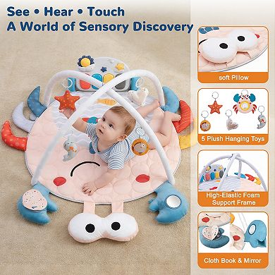 YEVYO Baby Play Mat & Musical Activity Gym - Kick Piano with 200 Songs & Sensory Toys for Crawling